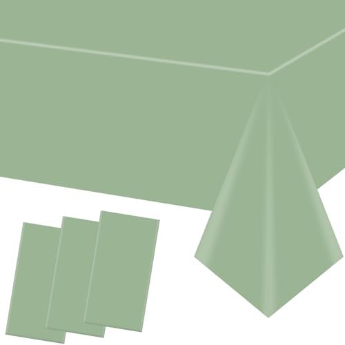 Sage Green Plastic Tablecloths 3 Pack 108x54