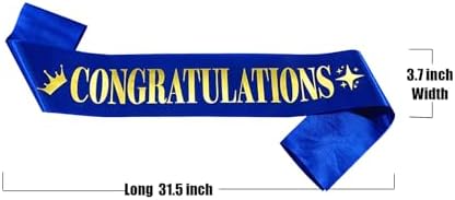 Congratulations Sash for Girl Boy - Blue Satin with Gold Foil Glitter