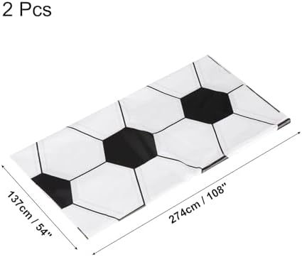 MECCANIXITY Soccer Tablecloth Set 2pcs Black White Grid 54x108 Inch