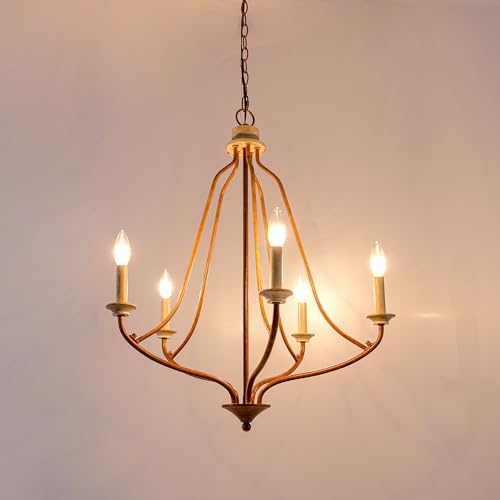 Retro Bronze 5-Light Chandelier for Kitchen Island