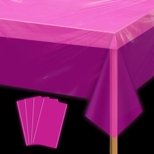 4 Pack Hot Pink Glow in the Dark Tablecloths for Birthday Parties