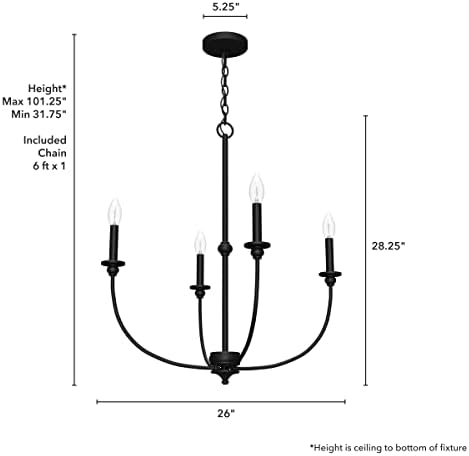 Hunter Southcrest 4 Light Matte Black Chandelier