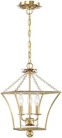 Crystorama Broche 3 Light Antique Gold Lantern Chandelier 1