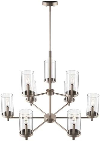 Aiwen 2-Tier Chandelier 9 Light Sand Nickel Pendant Light