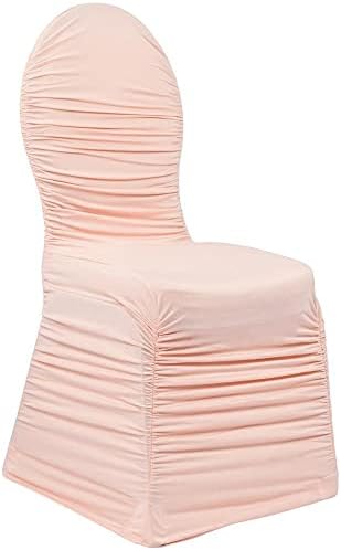 Blush Rose Gold Ruched Spandex Chair Cover - 18x34 Inches 1 Pc