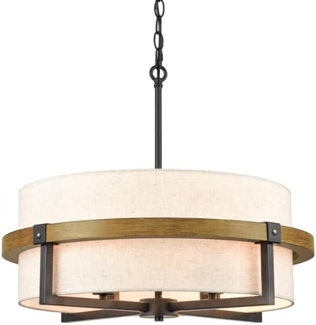 AXILAND Rustic Drum Chandelier 4 Light Dining Room Light Fixtures