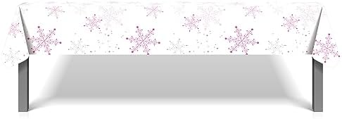 2 Pcs Pink Snowflake Plastic Tablecloth - Winter Wonderland Party Cover