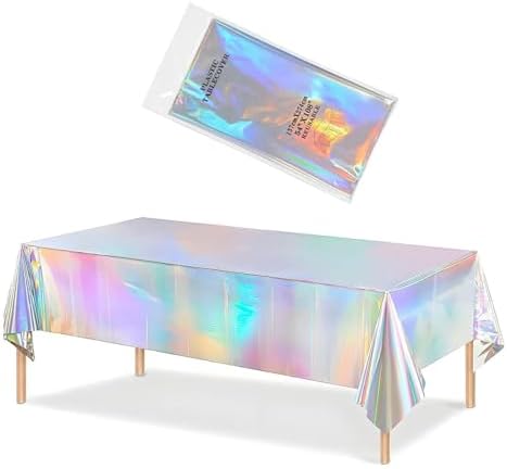 Iridescent Pink Tablecloths - Shiny Holographic Disposable Party Covers