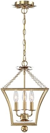 Crystorama Broche 3 Light Antique Gold Lantern Chandelier 1