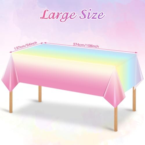 3 Pack Rainbow Tablecloths - 54x108 Inches