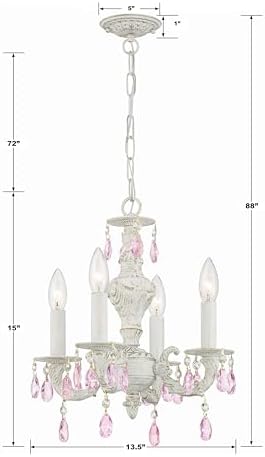 Paris Market 4 Light Rose Crystal Mini Chandelier