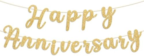 Glitter Happy Anniversary Banner for Wedding and Celebration
