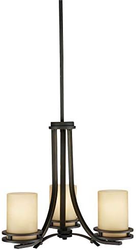 Kichler Hendrik 3 Light Chandelier with Etched Glass Olde Bronze