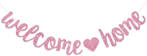 Beishida Pink Welcome Home Banner Pre-Strung Decor