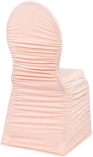 Blush Rose Gold Ruched Spandex Chair Cover - 18x34 Inches 1 Pc