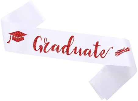 Graduate Sash Class of 2025 Cheerleader Senior Sash Glitter Letter White Red
