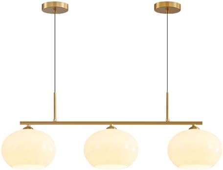 KCO 3 Light Linear Pendant Chandelier with Milk Glass Shades