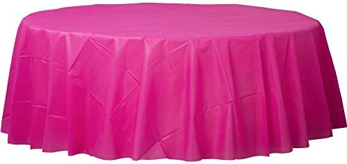 Amscan Round Plastic Table Cover 84 Bright Pink