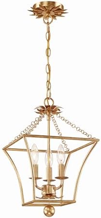Crystorama Broche 3 Light Antique Gold Lantern Chandelier 1