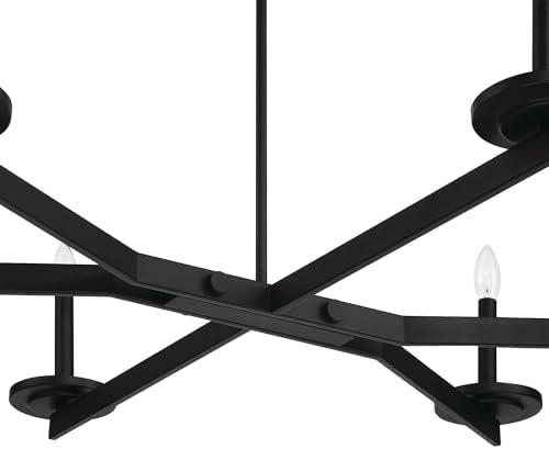 6-Light Candle Chandelier in Black Steel Dimmable Sloped Ceiling