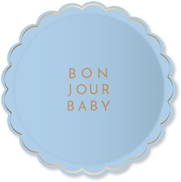Bonjour Fte Light Blue Baby Paper Plates 825 Pack of 8