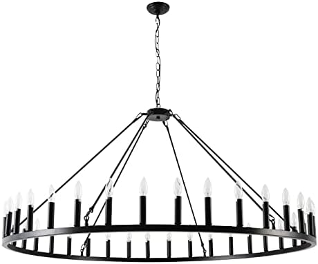 Wagon Wheel Chandelier 36 Light 60 Inch Farmhouse Industrial Style