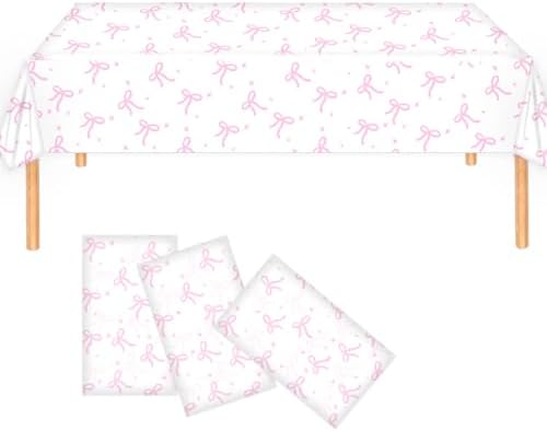 3 Pack Pink Bow Themed Party Tablecloths