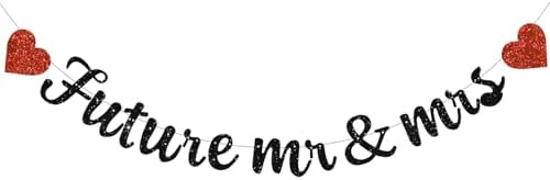 Glitter Black Future Mr Mrs Pre-Strung Banner