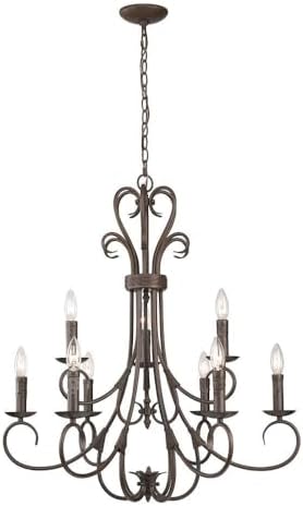 Golden Lighting 8606-CN9 RBZ Homestead Nine Light Candelabra Chandelier