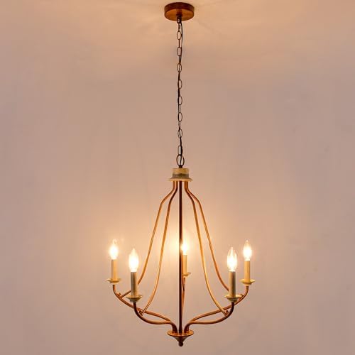Retro Bronze 5-Light Chandelier for Kitchen Island