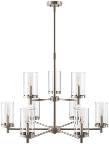 Aiwen 2-Tier Chandelier 9 Light Sand Nickel Pendant Light