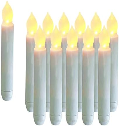 12PCS Flameless LED Taper Candles with Warm White Flicker