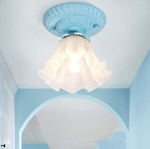 Pastoral Floral Ceiling Light Flush Mount 1-Light Blue E27