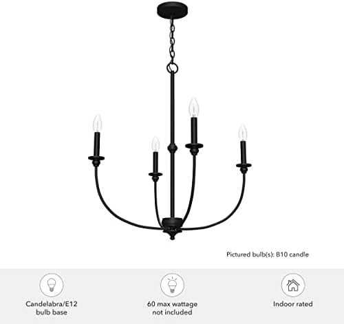 Hunter Southcrest 4 Light Matte Black Chandelier