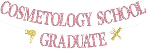 Cosmetology School Graduate Banner with Pink Glitter