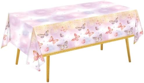 GUSU 108x54 Inch Butterfly Theme Party Tablecloth Set of 2