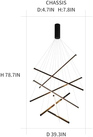 JAYMP Modern Dimmable Pendant Light Chandelier for High Ceilings Black 7-Lights
