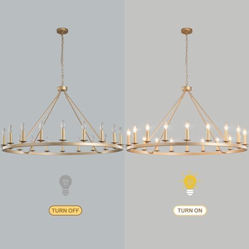 Gold Wagon Wheel Chandelier 48-Inch 20-Light