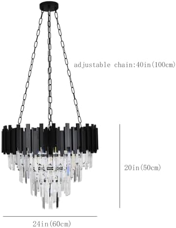 Modern Crystal Chandelier with 4-Tier Design Black Hanging Light Fixture