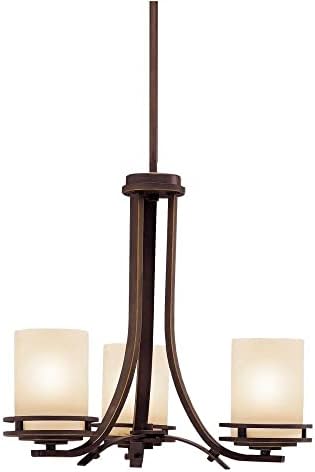 Kichler Hendrik 3 Light Chandelier with Etched Glass Olde Bronze