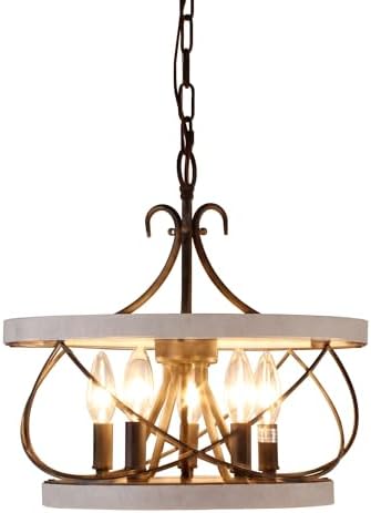 Bella Depot 5 Light Rustic Wood Chandelier Dimmable