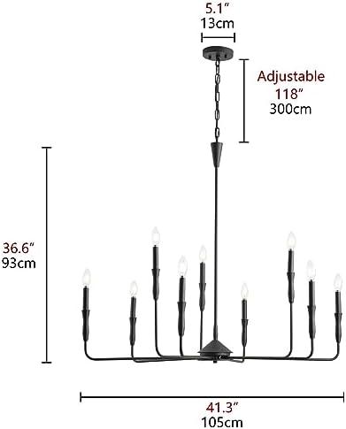 Aiwen 9 Light Farmhouse Pendant Light Fixture Black Finish Adjustable Chandelier