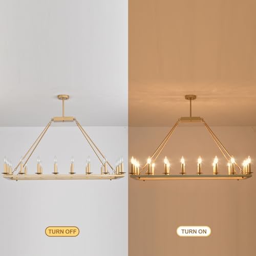 Modern Farmhouse Gold Rectangle Chandelier