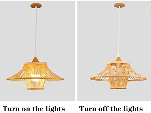 Modern Industrial Bamboo Chandelier with Wicker Shade