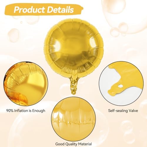 20PCS Black Gold Round Foil Balloons for Celebrations