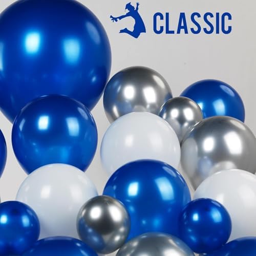 Pearl Royal Blue and White Silver Balloon Garland Arch Kit