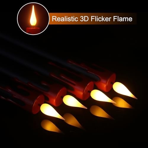 GenSwin Halloween Black Flameless Candles with Remote Timer and Ghost Hand Candlesticks