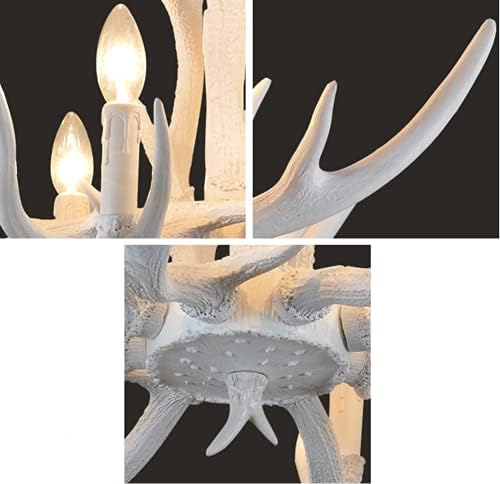 Large White Resin Antler Chandelier with 10 Lights