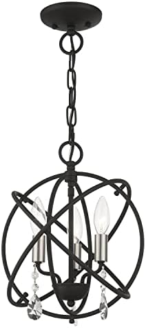 Livex Aria Convertible Chandelier 3 Light Black