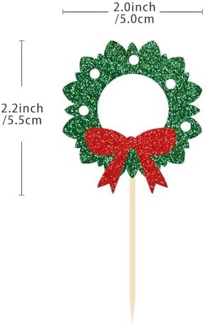 24pcs Glitter Christmas Garland Cupcake Toppers